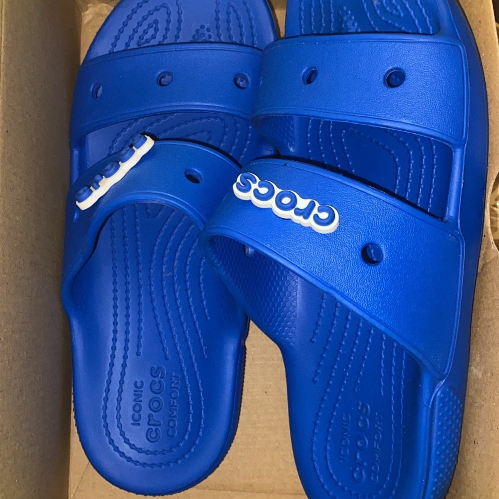 Blue Crocs Slide Sandals